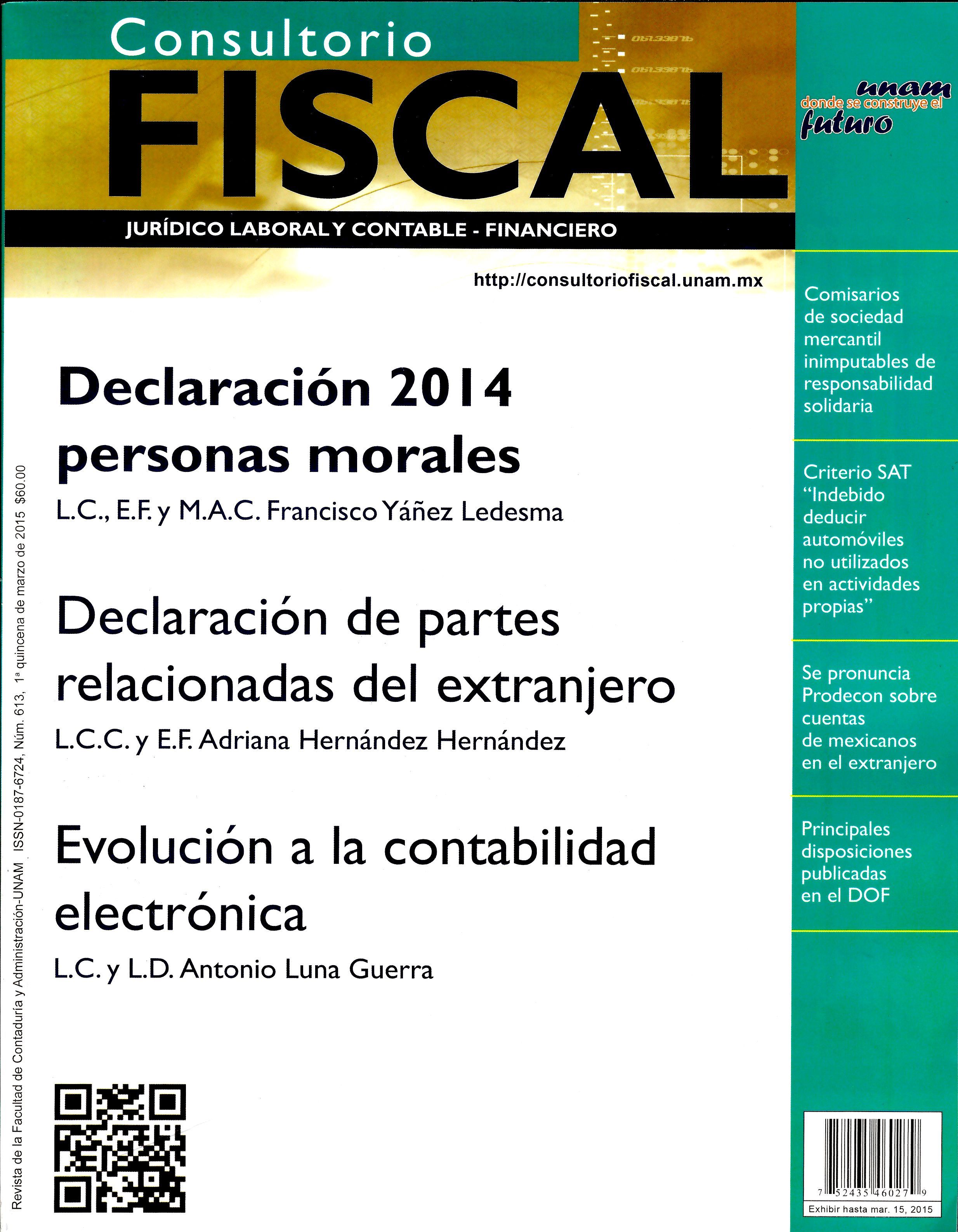 Consultorio Fiscal, Jurídico, Laboral y Contable Financiero núm.613 1a quincena  de marzo 2015