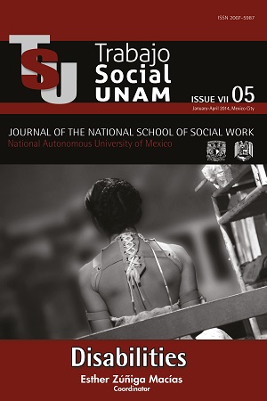 Trabajo social UNAM, VII Year 05, january-april 2014, México City, Disabilities. Journal of the national school of social work, National Autonomous University of México