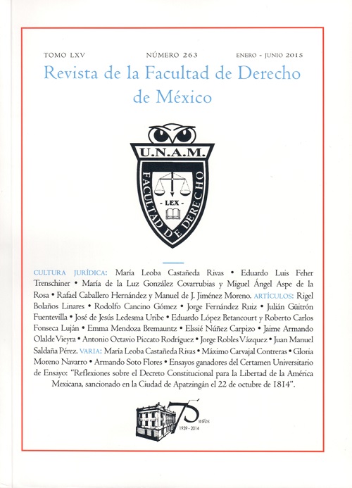 Revista de la Facultad de Derecho de México tomo lxv Número 263 Ener-junio 2015