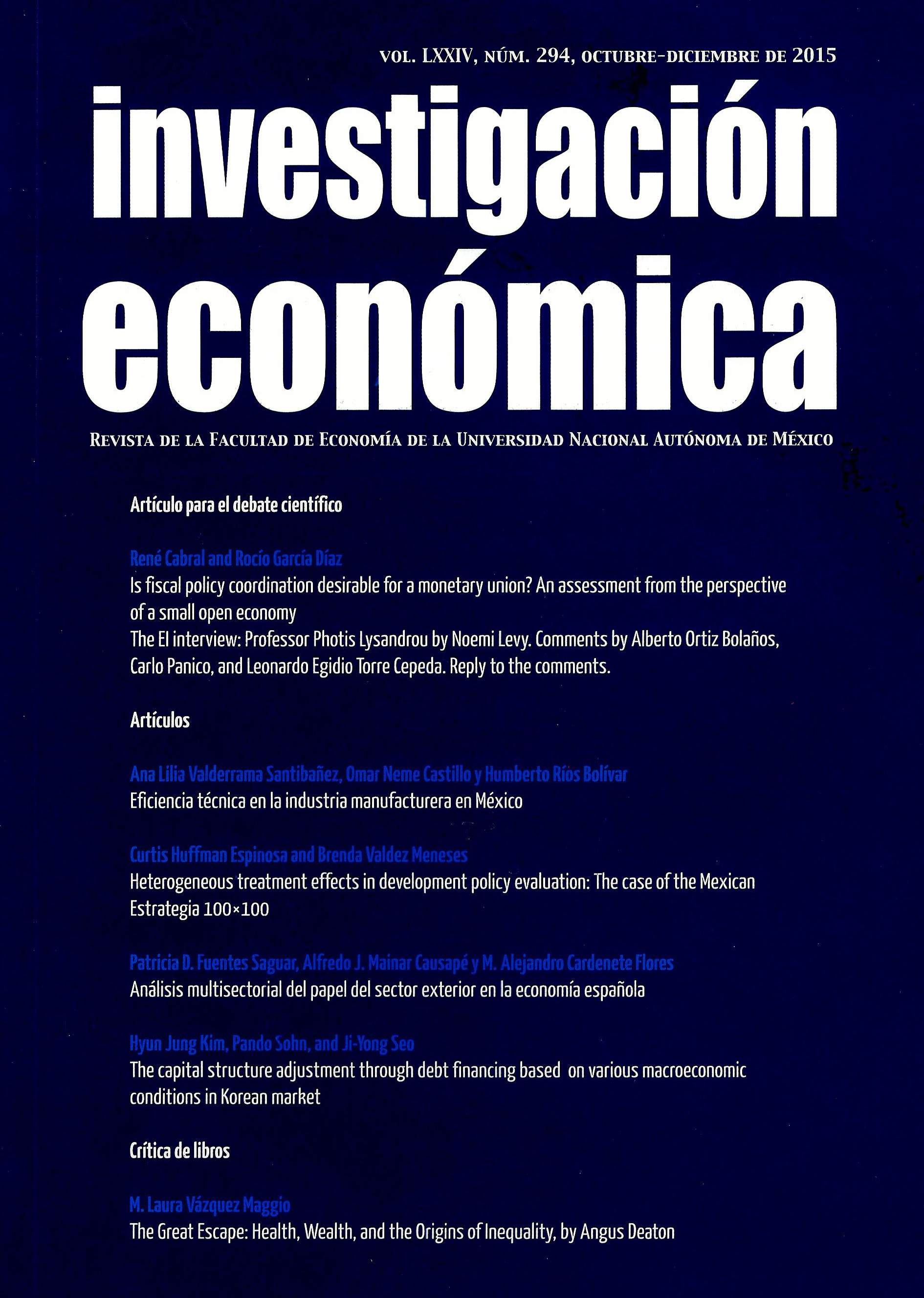 Investigación Económica, núm. 294, oct-dic 2015