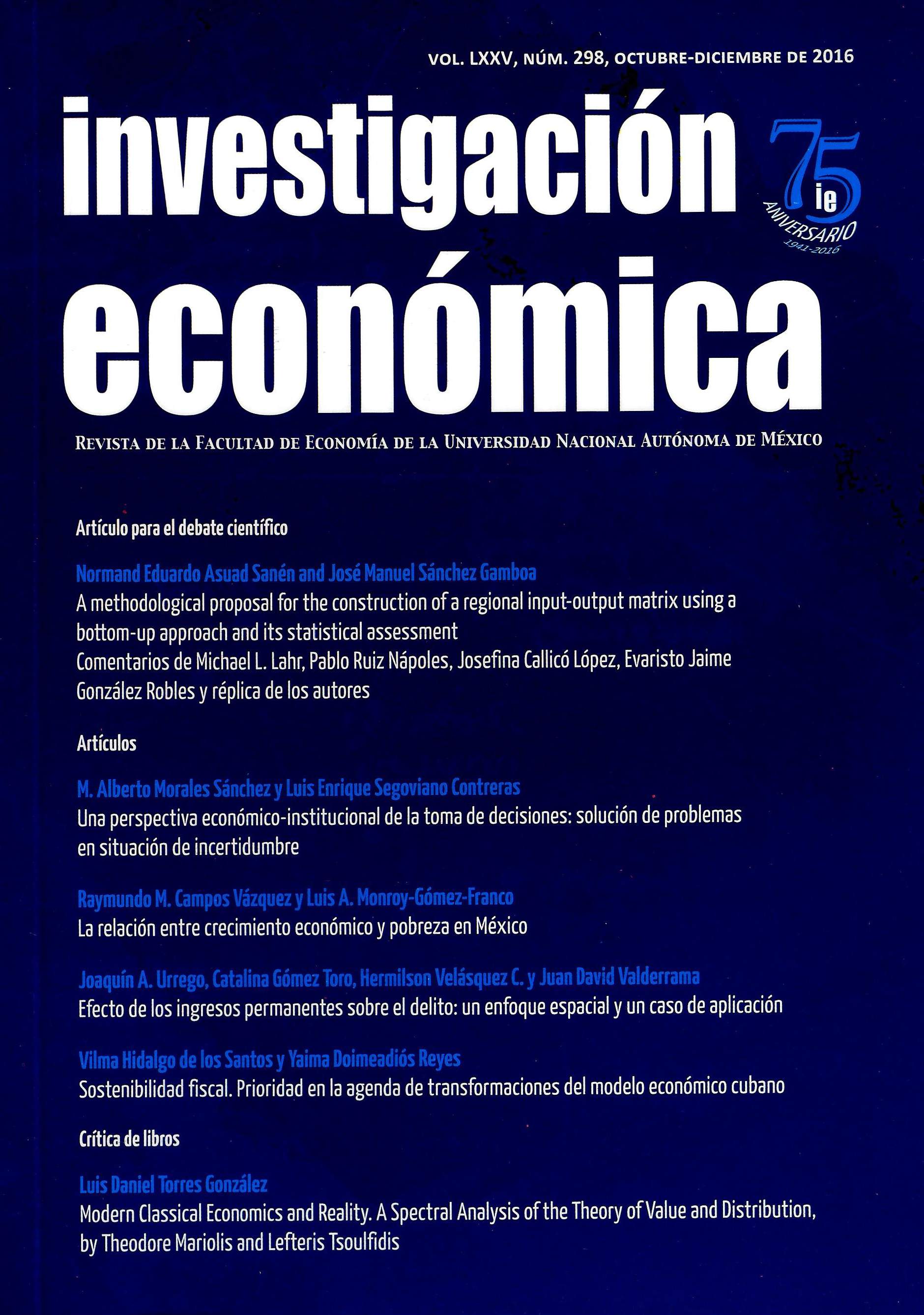 Investigación Económica, vol. LXXV, núm. 298, octubre-diciembre 2016