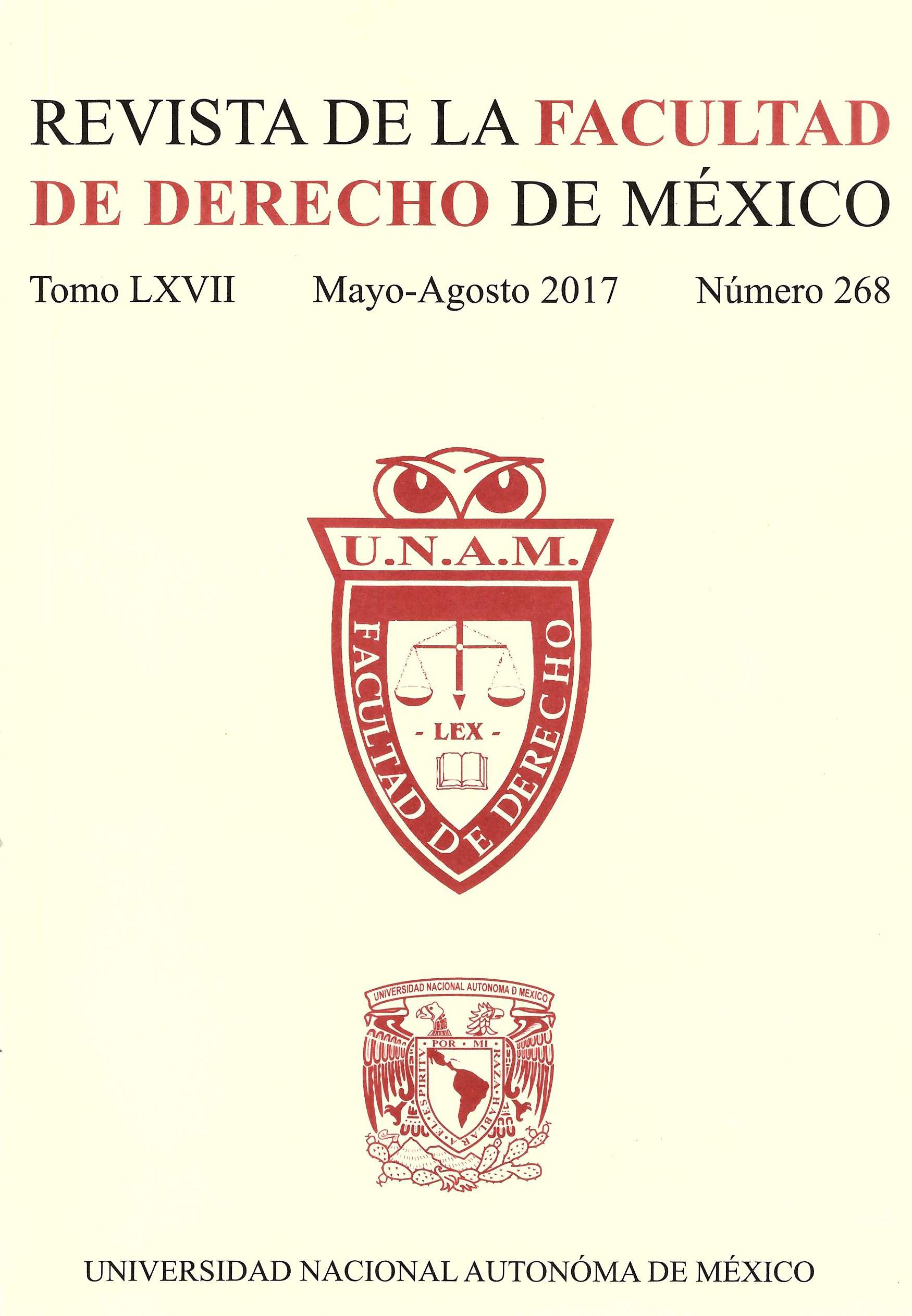 Revista de la Facultad de Derecho de México, No. 268, Tomo LXVII, mayo-agosto 2017