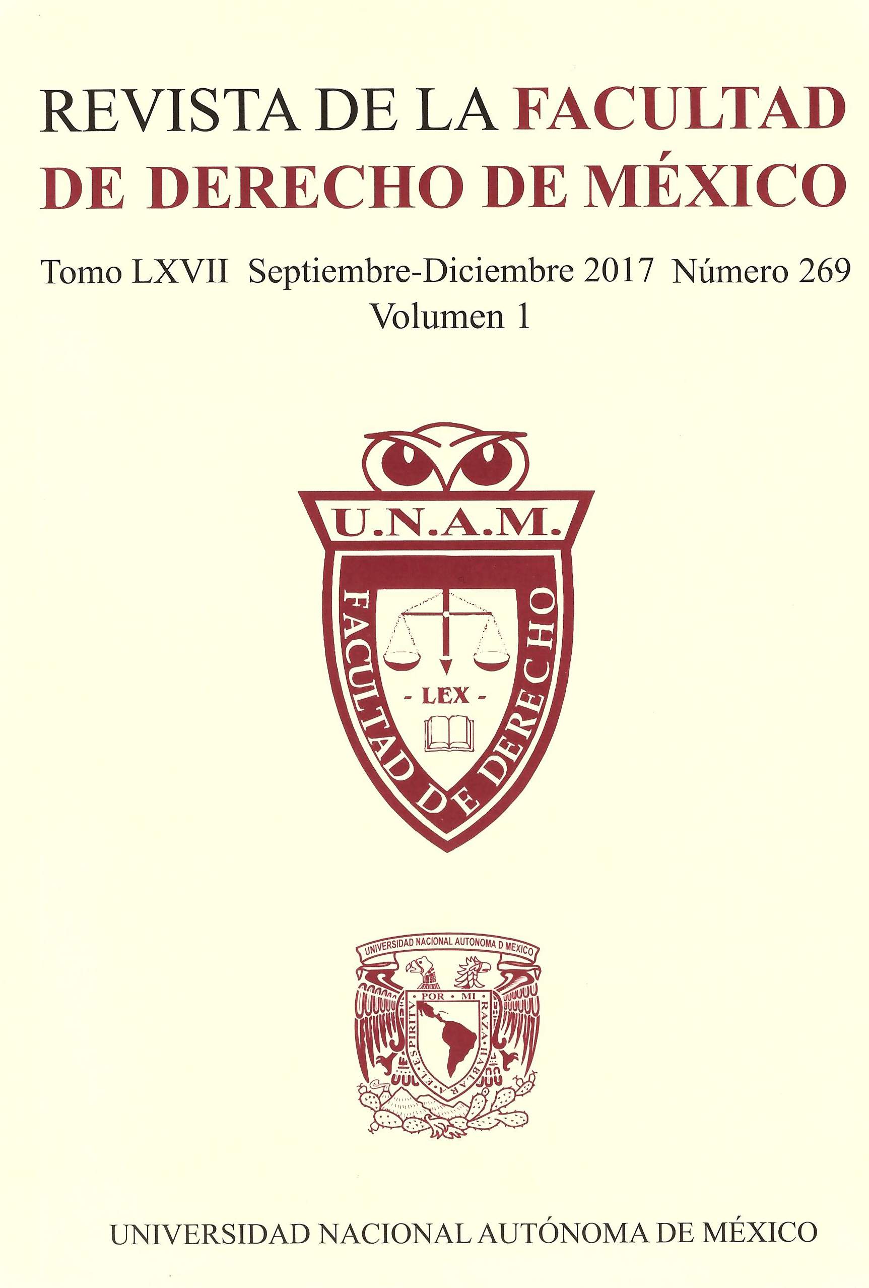 Revista de la Facultad de Derecho de México, No. 269, Tomo LXVII, septiembre-diciembre 2017