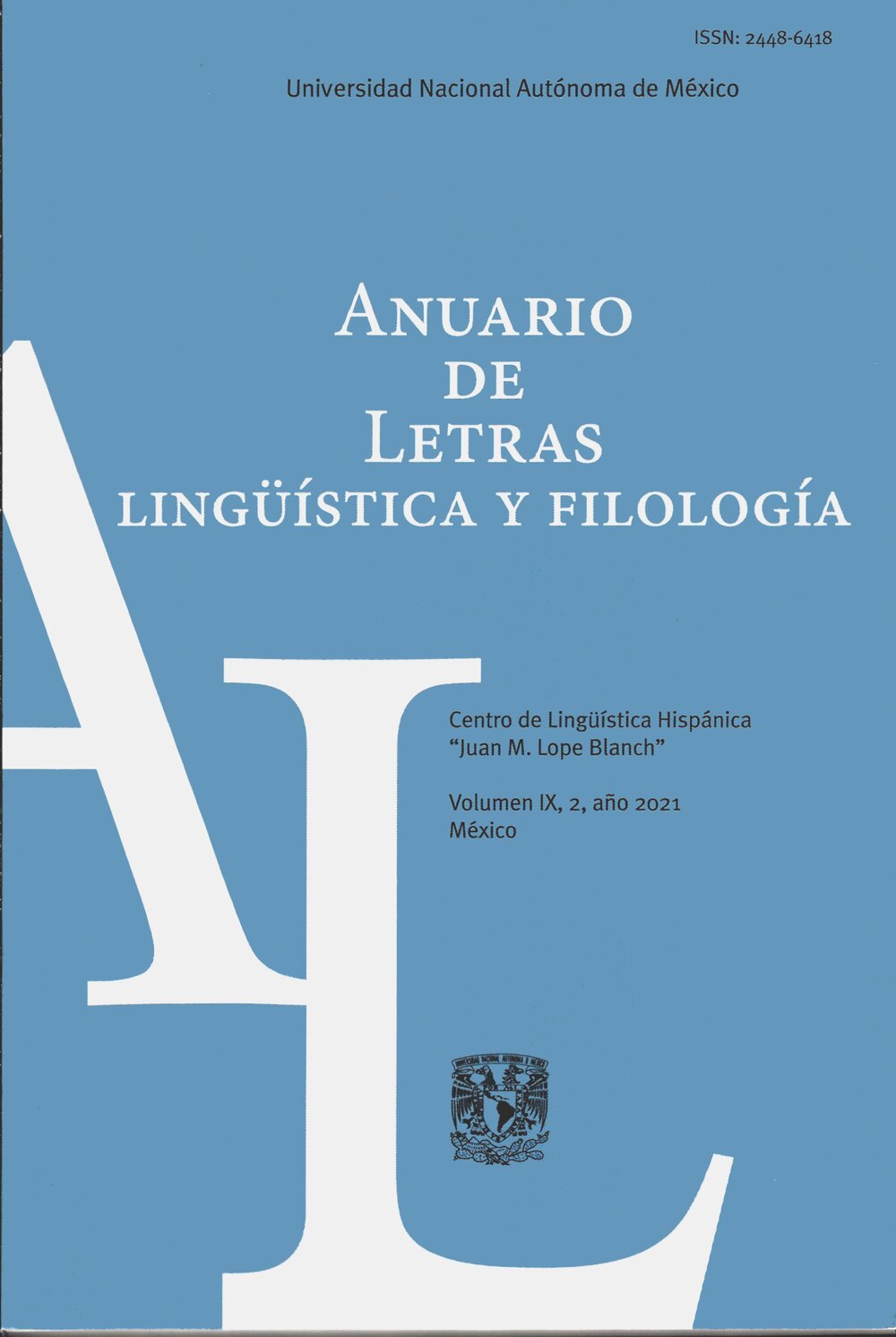 Anuario de Letras. Lingüística y Filología IX, 2, año 2021