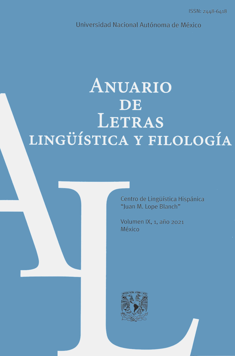 Anuario de Letras. Lingüística y Filología IX, 1, año 2021