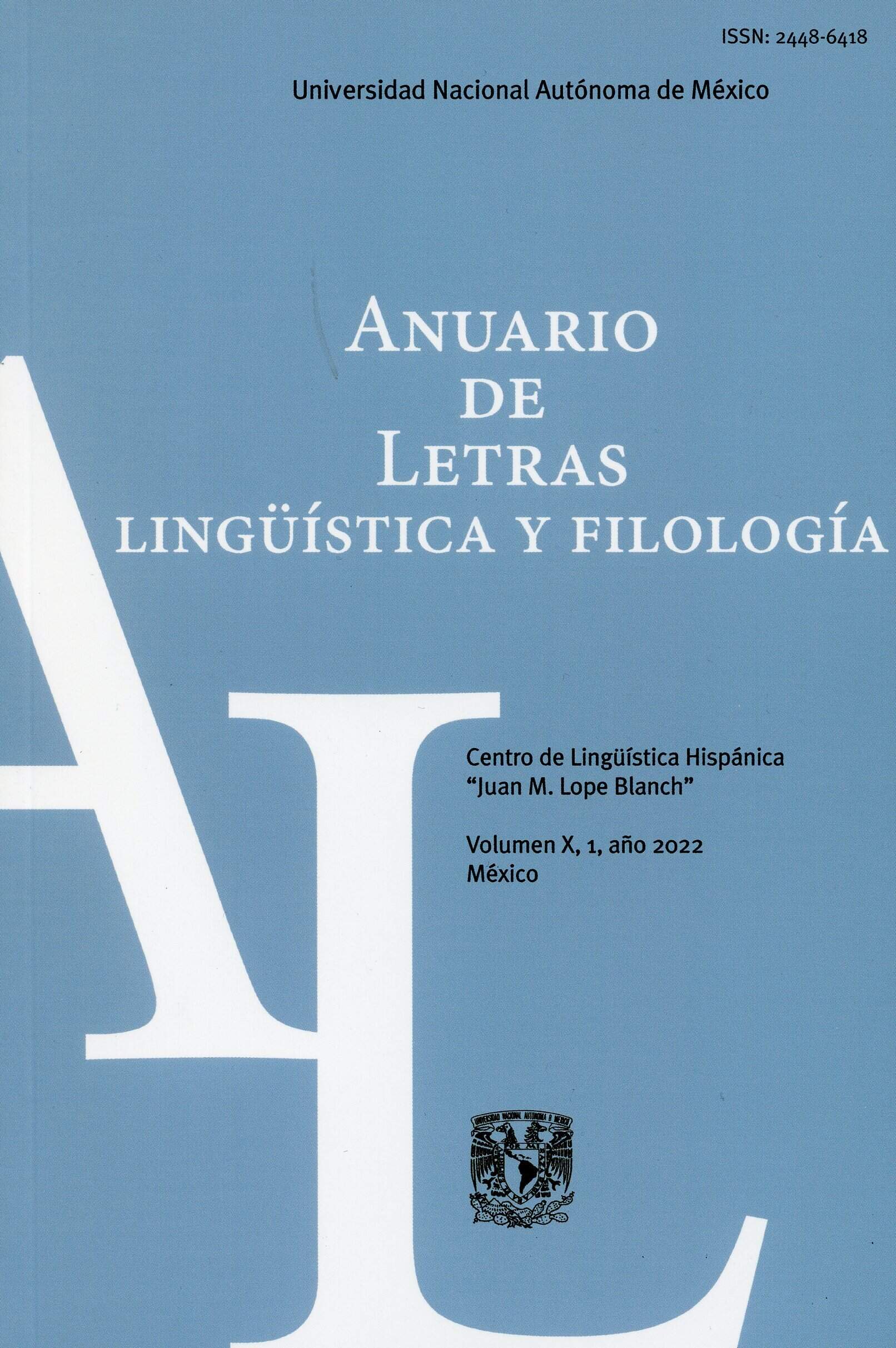 Anuario de letras, lingüística y filología, vol. X, 1, 2022