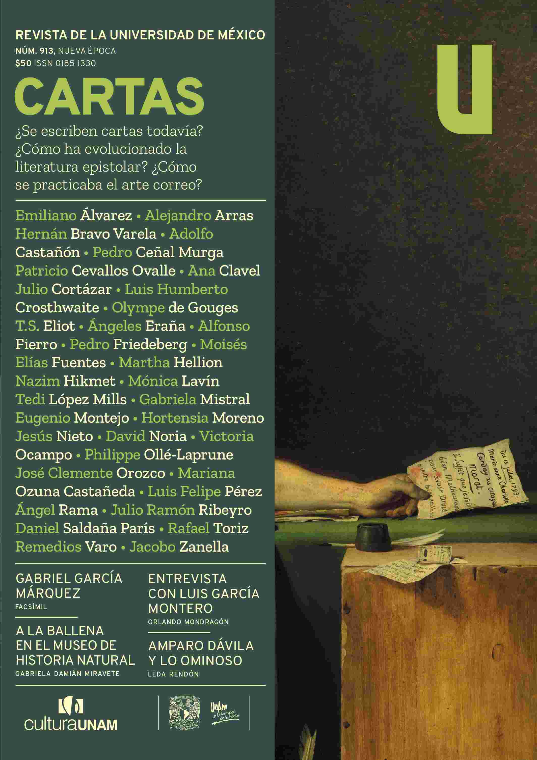 Revista de la Universidad de México, núm. 913, Nueva Época. Cartas