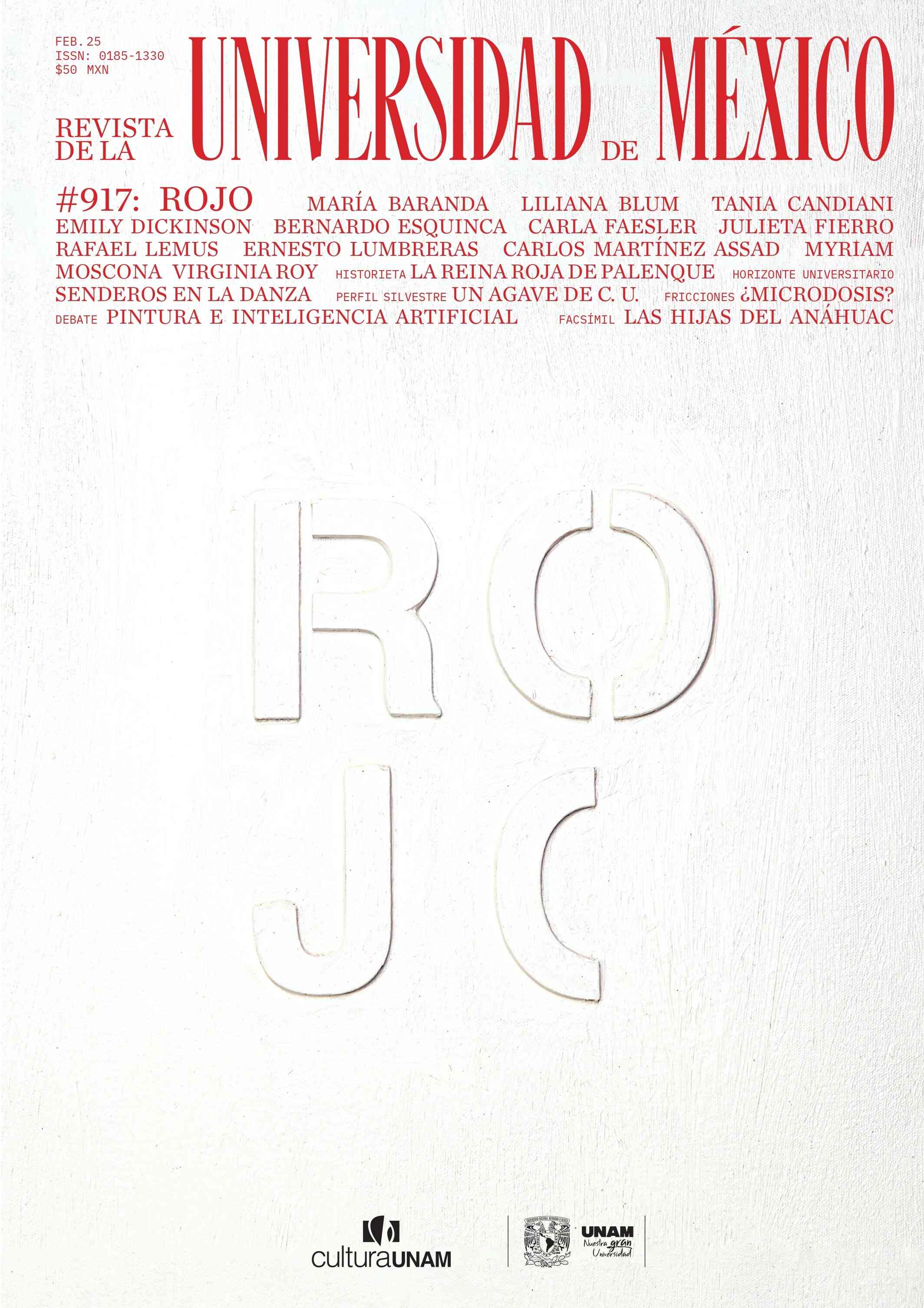 Revista de la Universidad de México, año 8, núm.917, febrero de 2025. Rojo