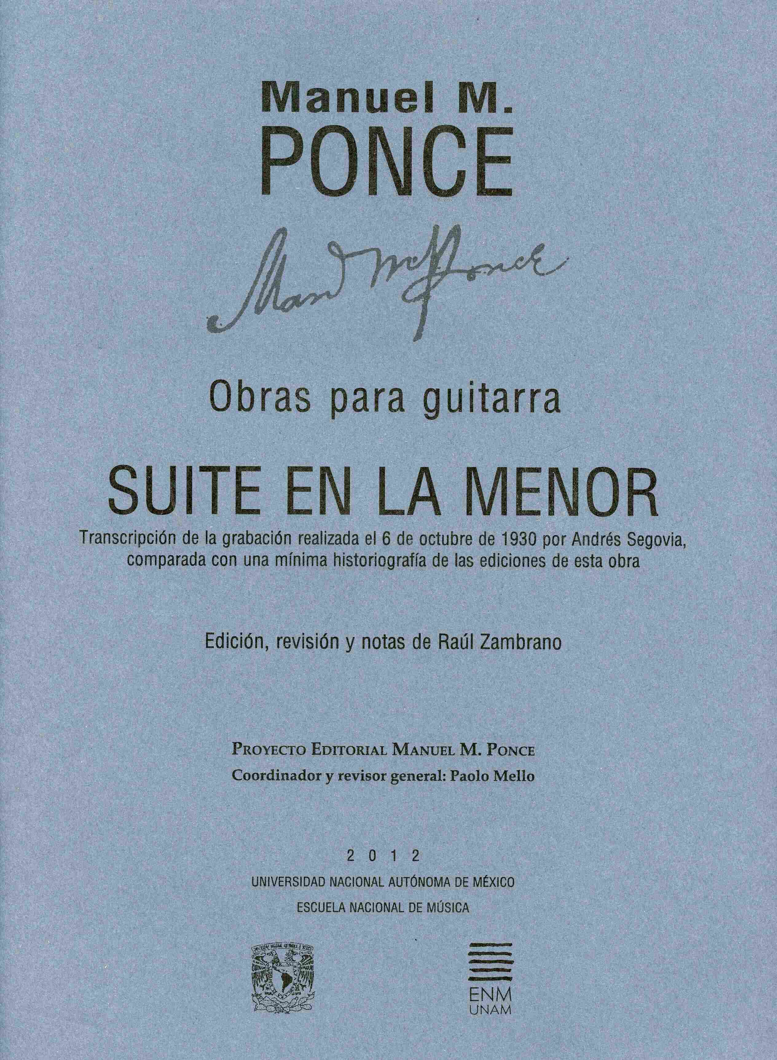 Obras para guitarra. Suite en la menor