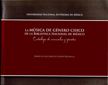 La música de género chico de la Biblioteca Nacional de México Catálogo de zarzuelas y operetas