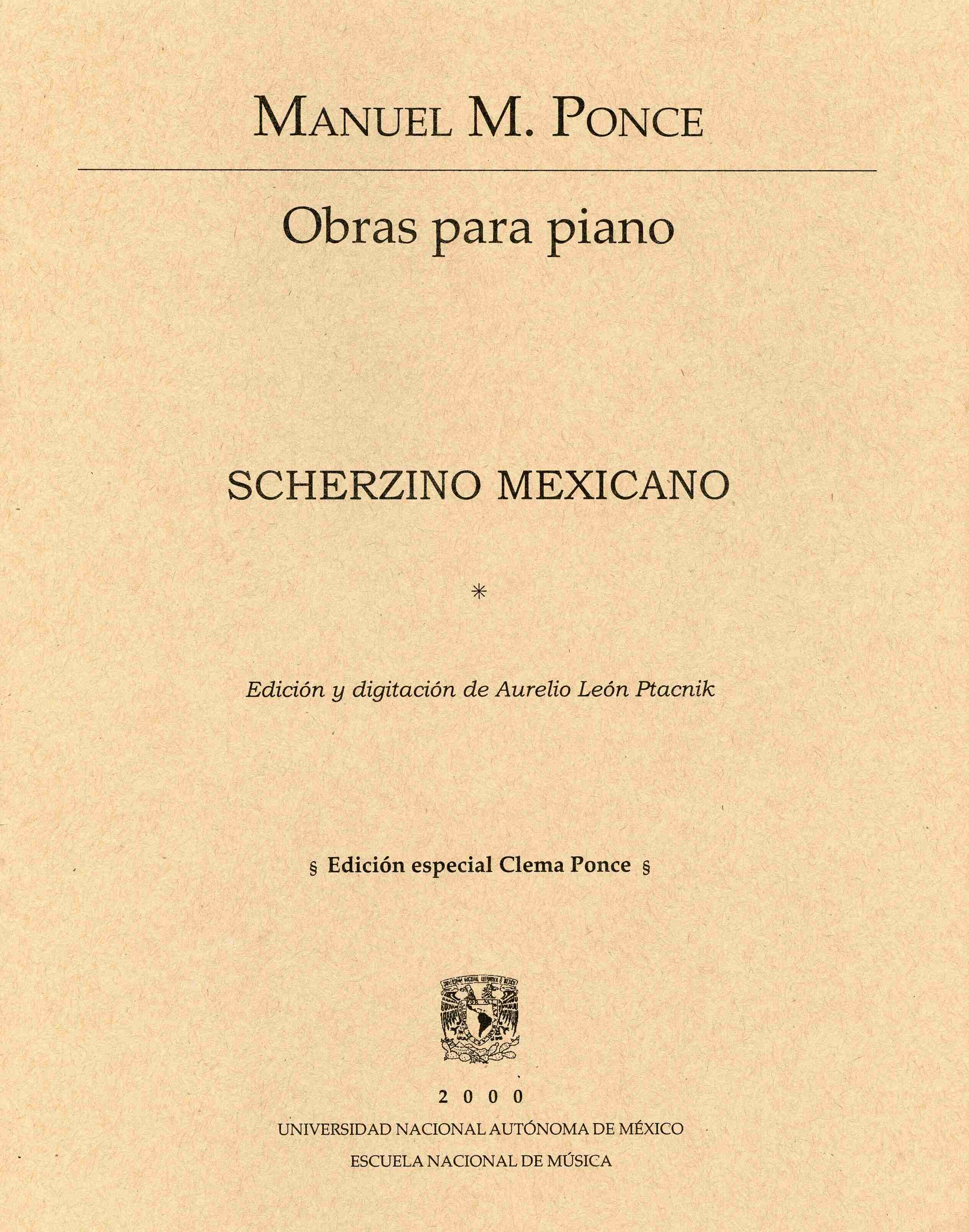 Obras para piano. Scherzino mexicano