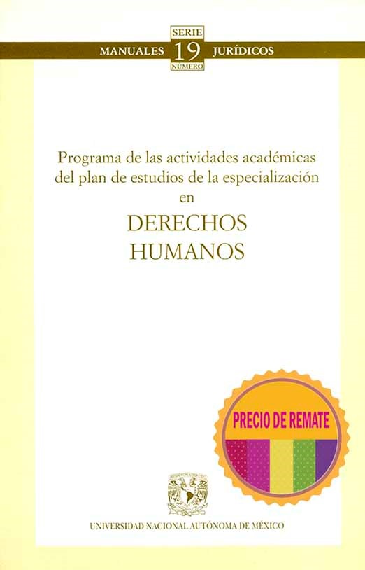 Programa de las actividades académicas del plan de estudios de la especialización en Derechos Humano